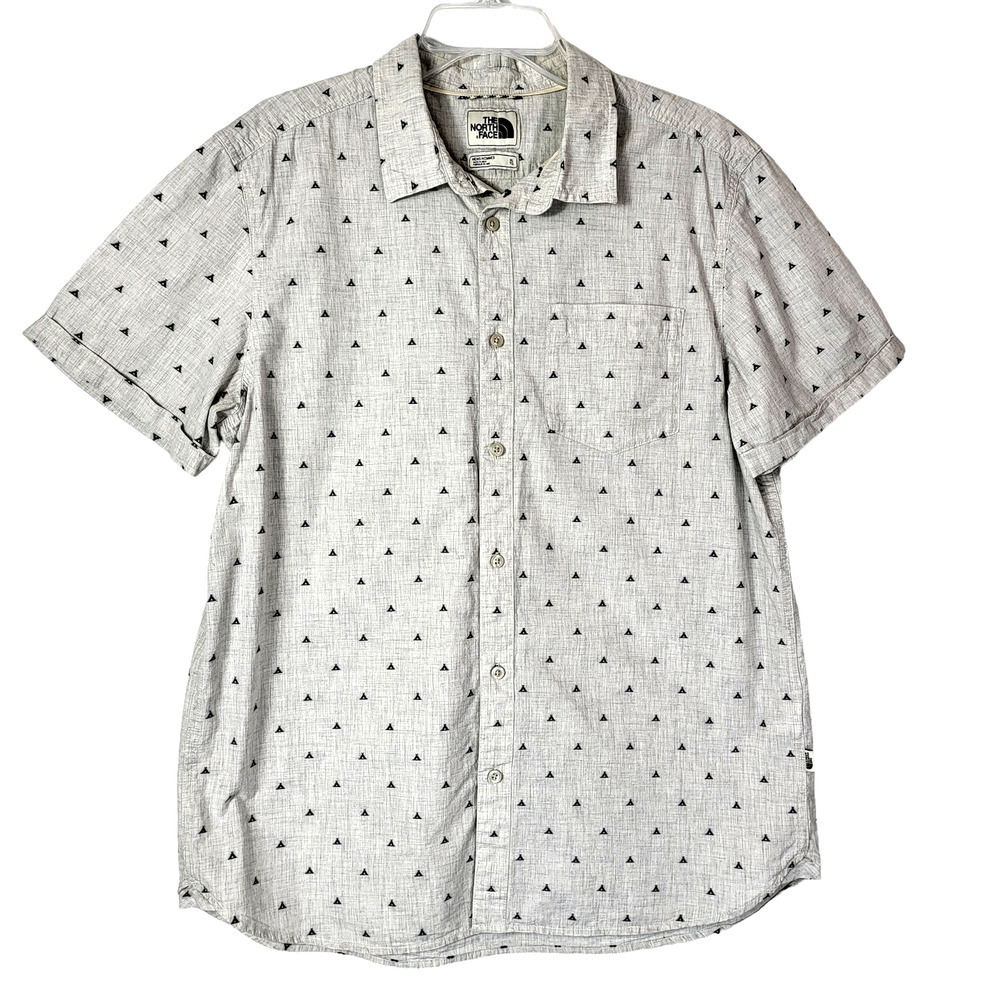 The North Face Button Down Short Sleeve Collared 100% Cotton Shirt Top XL  #654